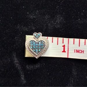 .925 Silver and Blue Diamond Heart Pendant